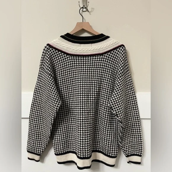 Gulf Traders Houndstooth Vintage Collegiate Cable Knit Men Sweater Size Large Men